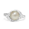 Palladium Vintage Cultured Pearl and Diamond Ring
