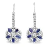 Palladium Vintage Diamond and Sapphire Drop Earrings
