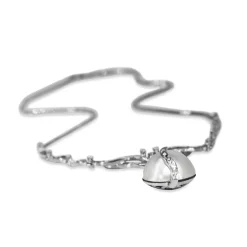 Palladium Vintage Mabe Pearl and Diamond Necklace