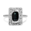 Palladium Vintage Sapphire and Single Cut Diamond Halo Ring