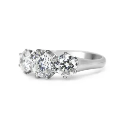 Platinum 3 Stone Victorian Style Diamond Ring