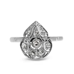 Platinum and 18ct White and Yellow Gold Old Cut Diamond Art Deco Ring