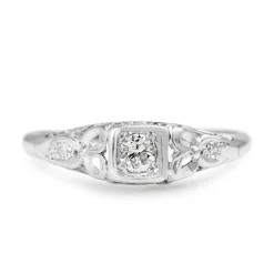 Platinum and 18ct White Gold Deco Style Old Cut Diamond Ring