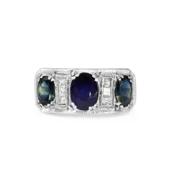 Platinum and 18ct White Gold 3 Stone Sapphire and Diamond Ring