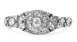 Platinum and 18ct White Gold Antique Old and Rose Cut Diamond and Sapphire Bracelet