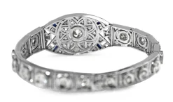 Platinum and 18ct White Gold Antique Old and Rose Cut Diamond and Sapphire Bracelet