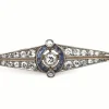 Platinum and 18ct Yellow Gold Art Deco Sapphire and Old Cut Diamond Brooch