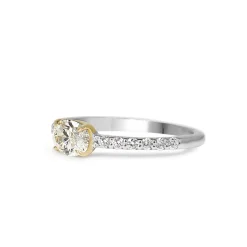 Platinum and 18ct Yellow Gold East West Yellow Oval Diamond Solitaire Ring
