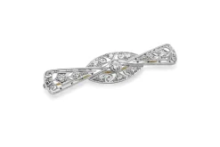 Platinum and 14ct Yellow Gold Deco Diamond Bow Brooch