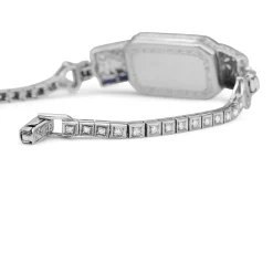 Platinum and Palladium Art Deco Aquamarine, Sapphire and Single Cut Diamond Bracelet