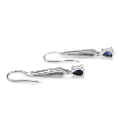 Platinum and Palladium Vintage Sapphire and Single Cut Diamond Earrings