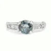 Platinum Aquamarine and Diamond Solitaire Ring