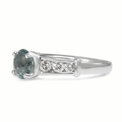 Platinum Aquamarine and Diamond Solitaire Ring