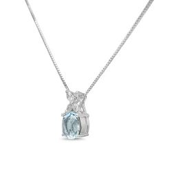 Platinum Aquamarine and Diamond Necklace