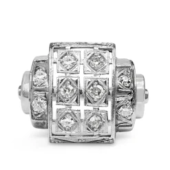 Platinum Art Deco Domed Single Cut Diamond Ring