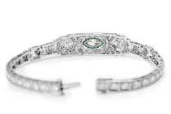 Platinum Art Deco Emerald and Diamond Bracelet
