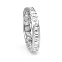 Platinum Art Deco Emerald / Asscher Cut All Round Diamond Band