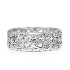 Platinum Art Deco Old and Single Cut Diamond Band