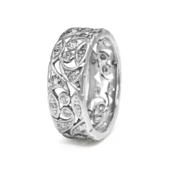 Platinum Art Deco Old and Single Cut Diamond Band
