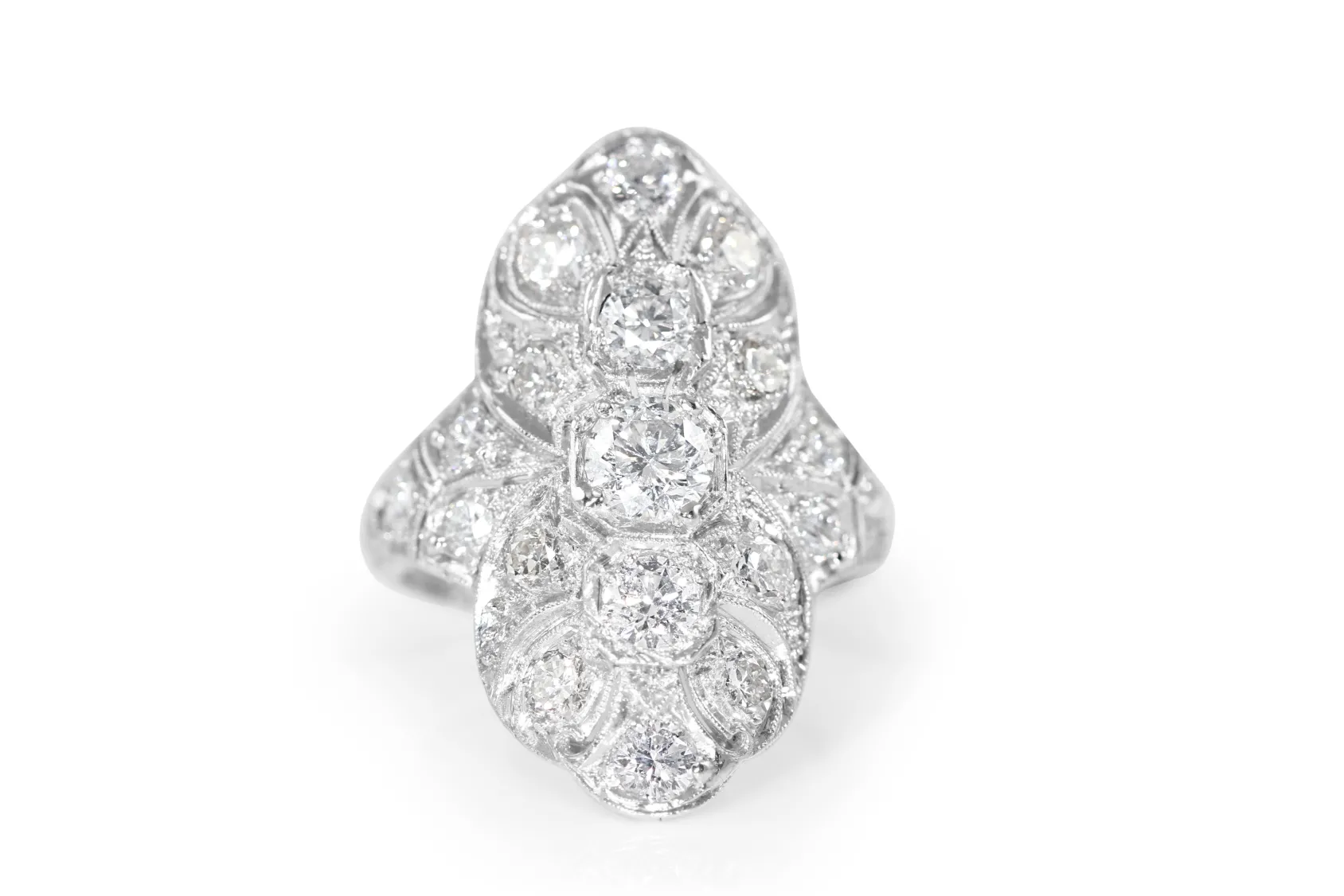 Platinum Art Deco Old Cut Diamond Ring