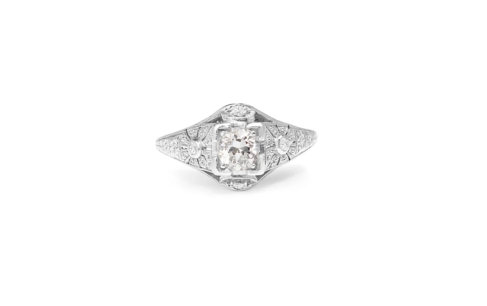 Platinum Art Deco Old Cut Diamond Ring