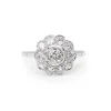 Platinum Art Deco Old Cut Diamond Daisy Ring