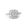 Platinum Art Deco Old Cut Diamond Cluster Ring