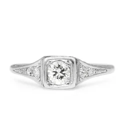 Platinum Art Deco Old Cut Diamond Solitaire Ring