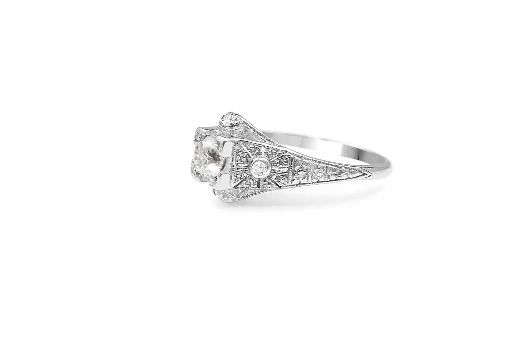 Platinum Art Deco Old Cut Diamond Ring