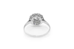 Platinum Art Deco Old Cut Diamond Daisy Ring