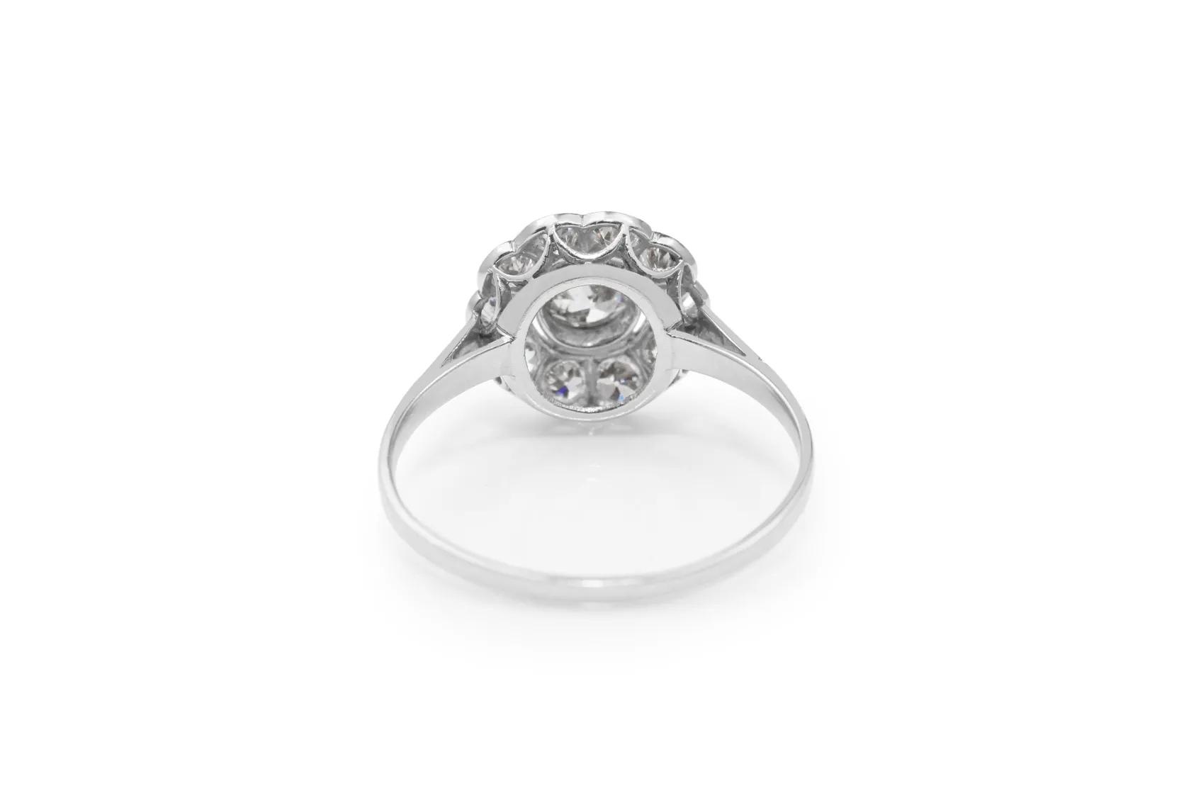 Platinum Art Deco Old Cut Diamond Daisy Ring