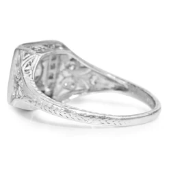Platinum Art Deco Old Cut Diamond and Sapphire Ring