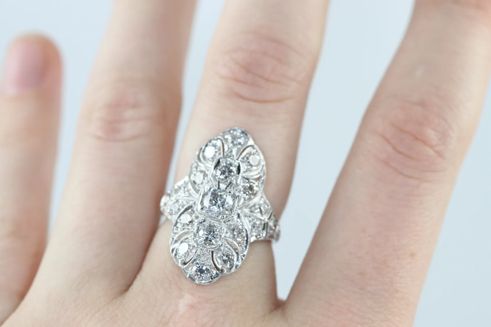 Platinum Art Deco Old Cut Diamond Ring