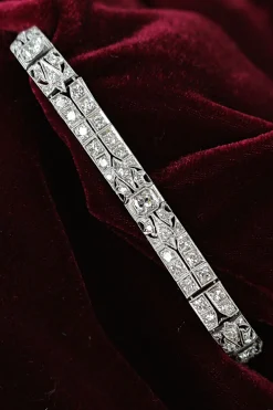 Platinum Art Deco Old Cut Diamond Bracelet