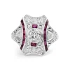 Platinum Art Deco Ruby and Diamond Ring