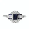 Platinum Art Deco Sapphire and Old Cut Diamond Ring