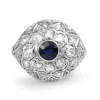 Platinum Art Deco Sapphire and Old Cut Diamond Ring
