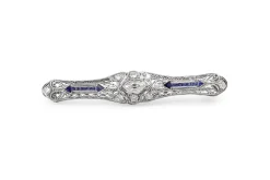 Platinum Art Deco Sapphire and Diamond Brooch