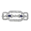 Platinum Art Deco Sapphire and Old + Rose Cut Diamond Brooch