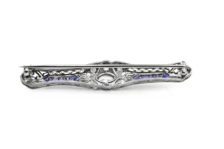 Platinum Art Deco Sapphire and Diamond Brooch