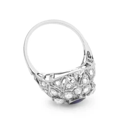 Platinum Art Deco Sapphire and Old Cut Diamond Ring