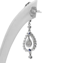Platinum Art Deco Sapphire and Diamond Drop Earrings