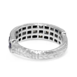 Platinum Art Deco Sapphire and Diamond Checkerboard Style Ring