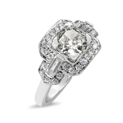 Platinum Art Deco Style Old Cut Diamond Ring