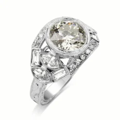 Platinum Art Deco Style Old Cut Diamond Ring