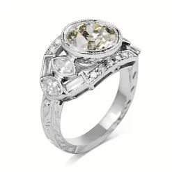 Platinum Art Deco Style Old Cut Diamond Ring