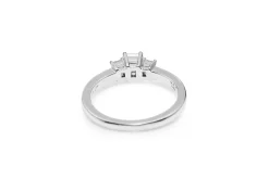 Platinum Asscher and Emerald Cut Diamond 3 Stone Ring