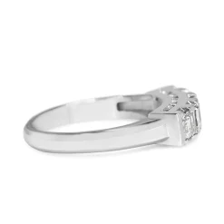 Platinum Carre Cut 5 Stone Diamond Band