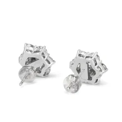 Platinum 4.00ct Diamond Flower Style Cluster Earrings