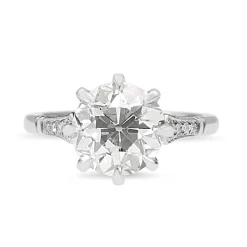 Platinum 3.06ct Old Cut Diamond Solitaire Ring